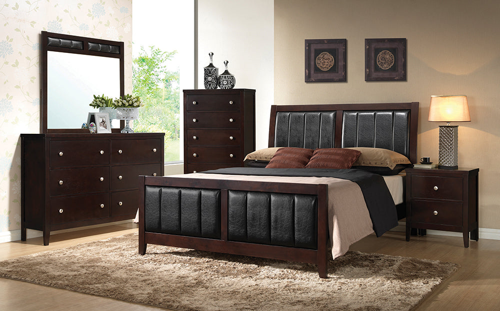 Carlton Upholstered Bedroom Set Cappuccino and Black image