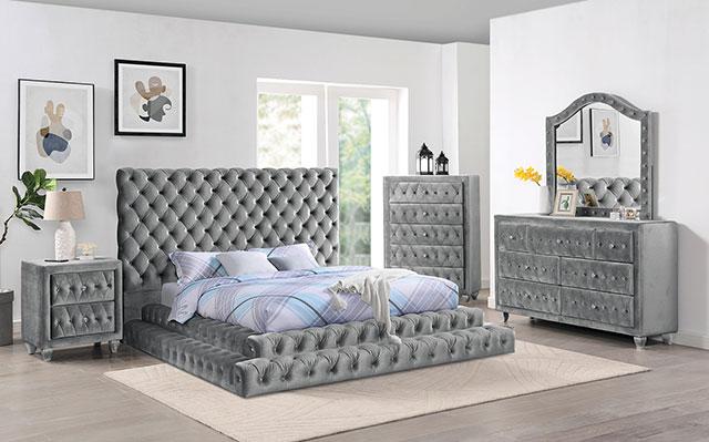 STEFANIA E.King Bed, Gray