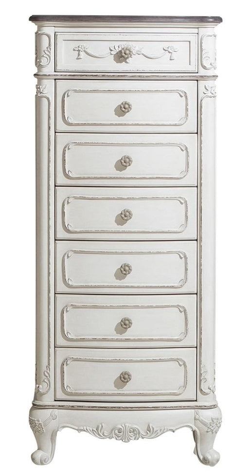 Cinderella 7 Drawer Tall Chest Antique White with Grey Rub-Through 1386NW-12 image