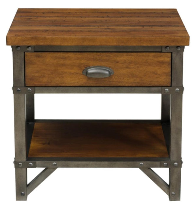 Homelegance Holverson Nightstand in Rustic Brown & Gunmetal 1715-4 image