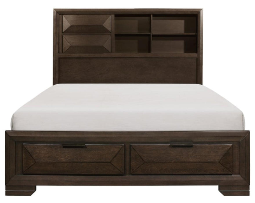 Chesky Queen Bookcase Bed with Footboard Storage in Warm Espresso 1753-1* image