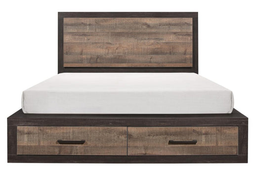 Miter Queen Platform Bed with Footboard Storage in Rustin Mahogany & Dark Ebony 1762-1* image