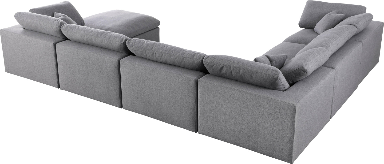 Serene Grey Linen Fabric Deluxe Cloud Modular Sectional