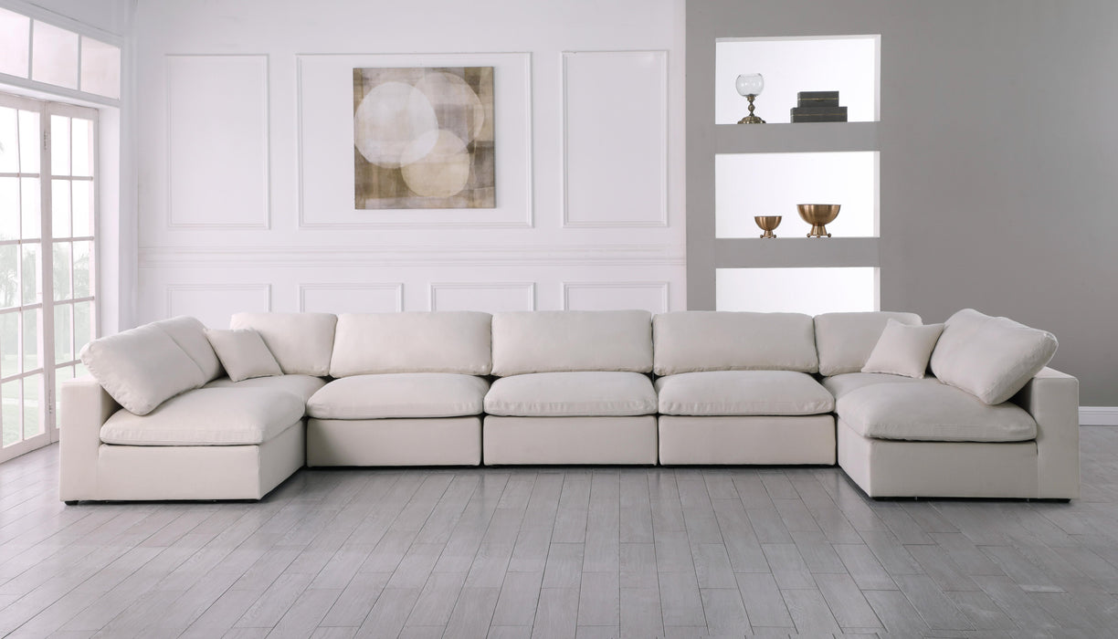 Serene Cream Linen Fabric Deluxe Cloud Modular Sectional