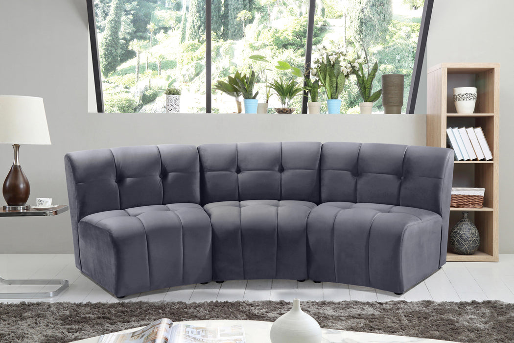 Limitless Grey Velvet 3pc. Modular Sectional