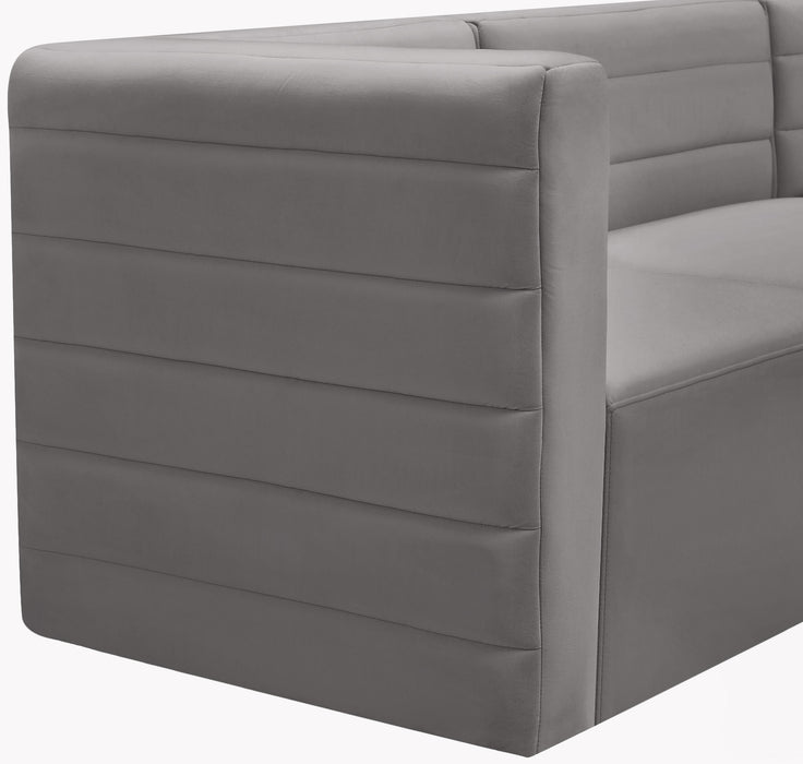 Quincy Grey Velvet Modular Armless Chair