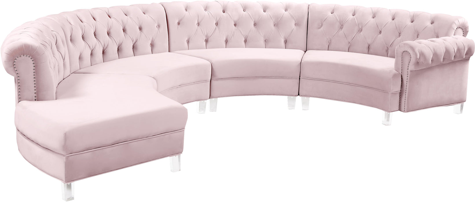 Anabella Pink Velvet 4pc. Sectional