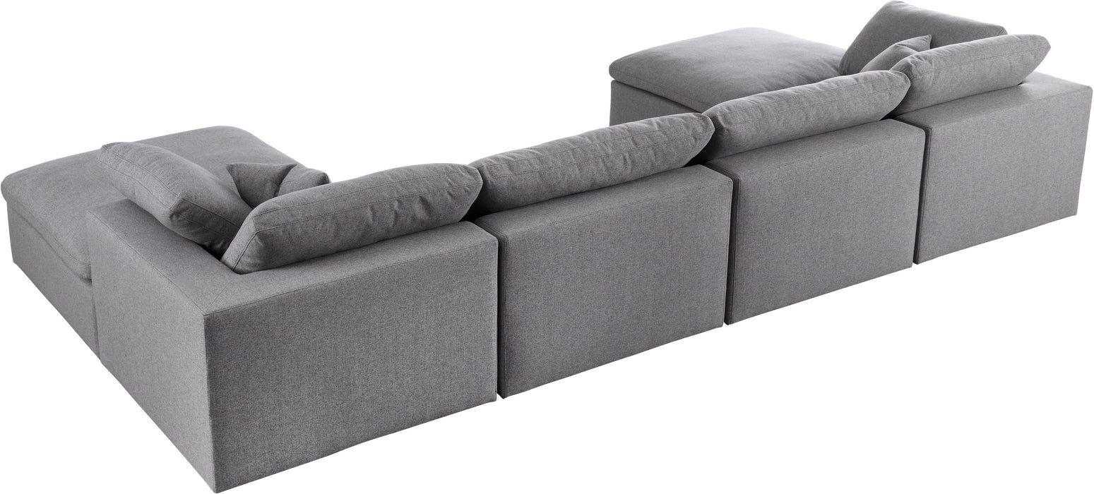 Serene Grey Linen Fabric Deluxe Cloud Modular Sectional