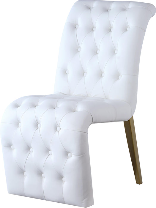 Curve White Faux Leather Dining Chair