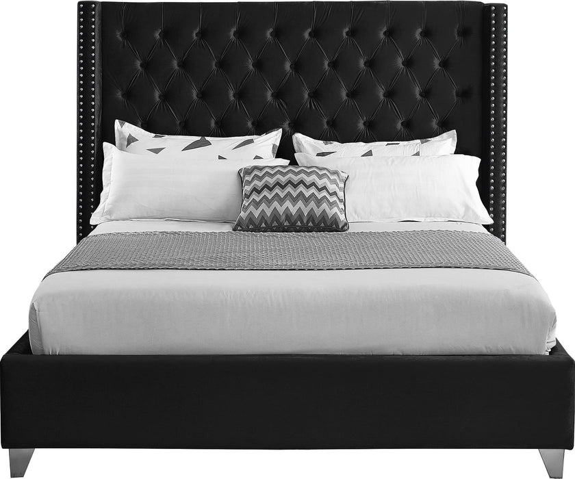 Aiden Black Velvet King Bed