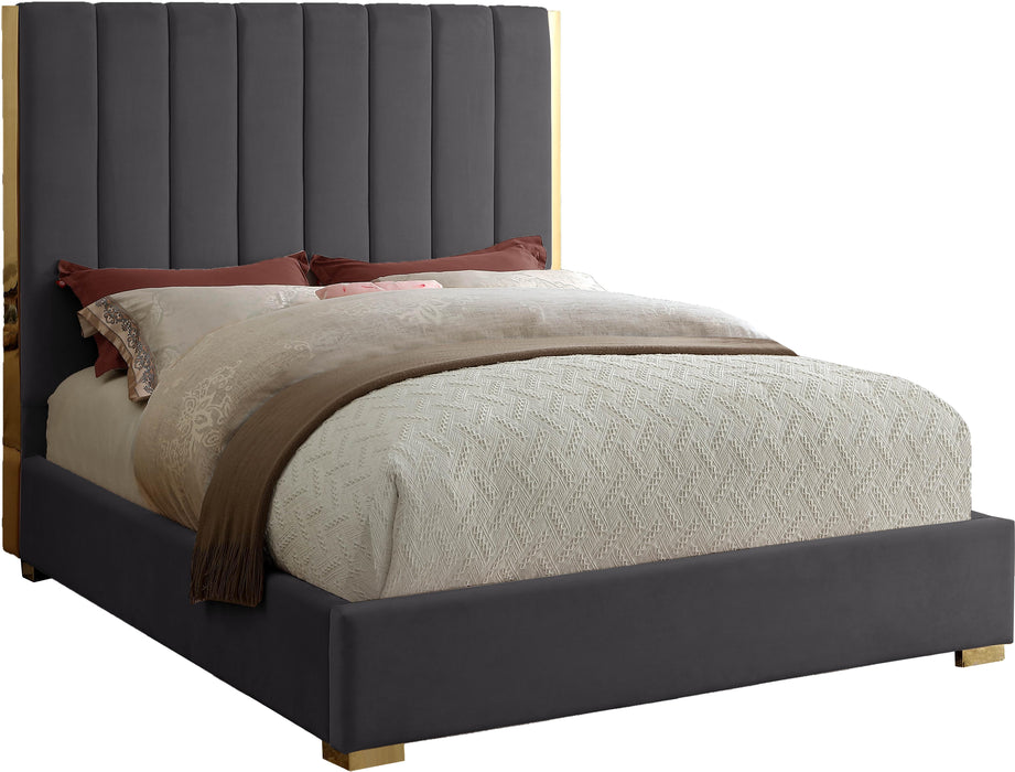 Becca Grey Velvet Queen Bed image