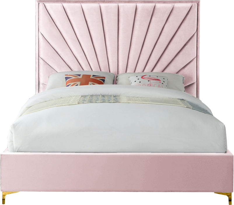 Eclipse Pink Velvet King Bed