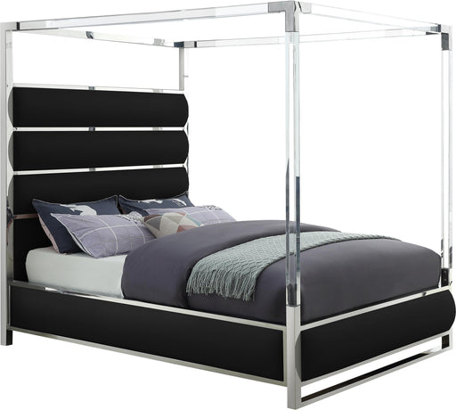 Encore Black Faux Leather Queen Bed (4 Boxes) image