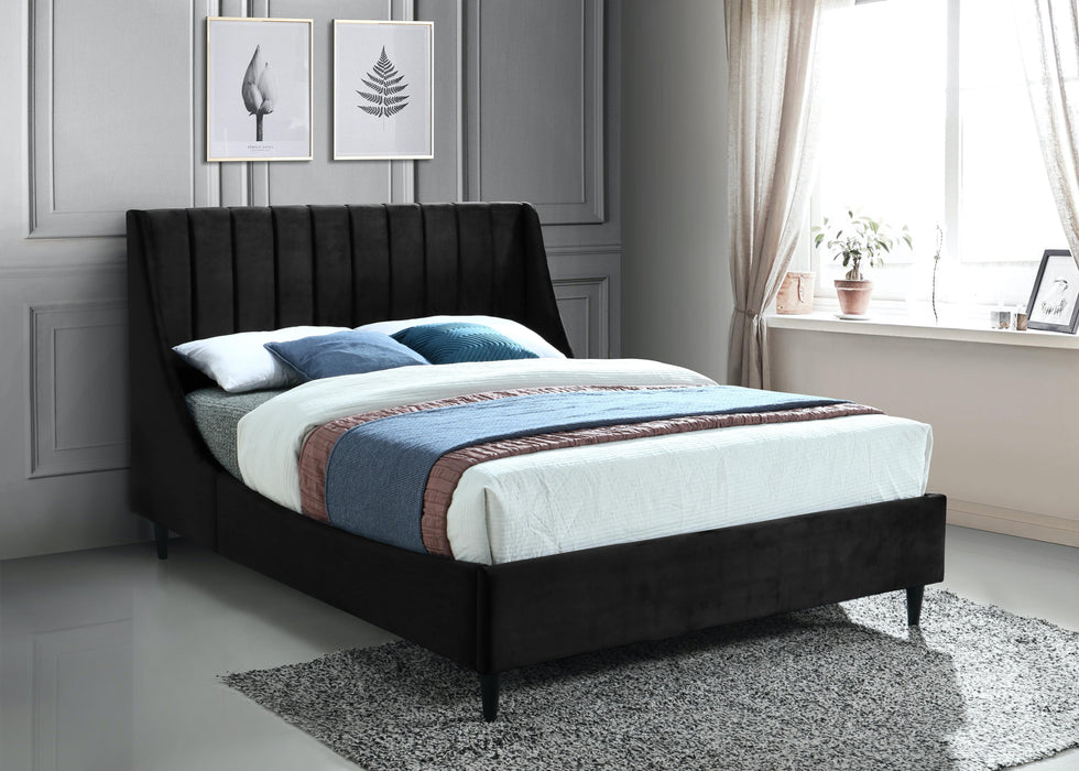 Eva Black Velvet King Bed