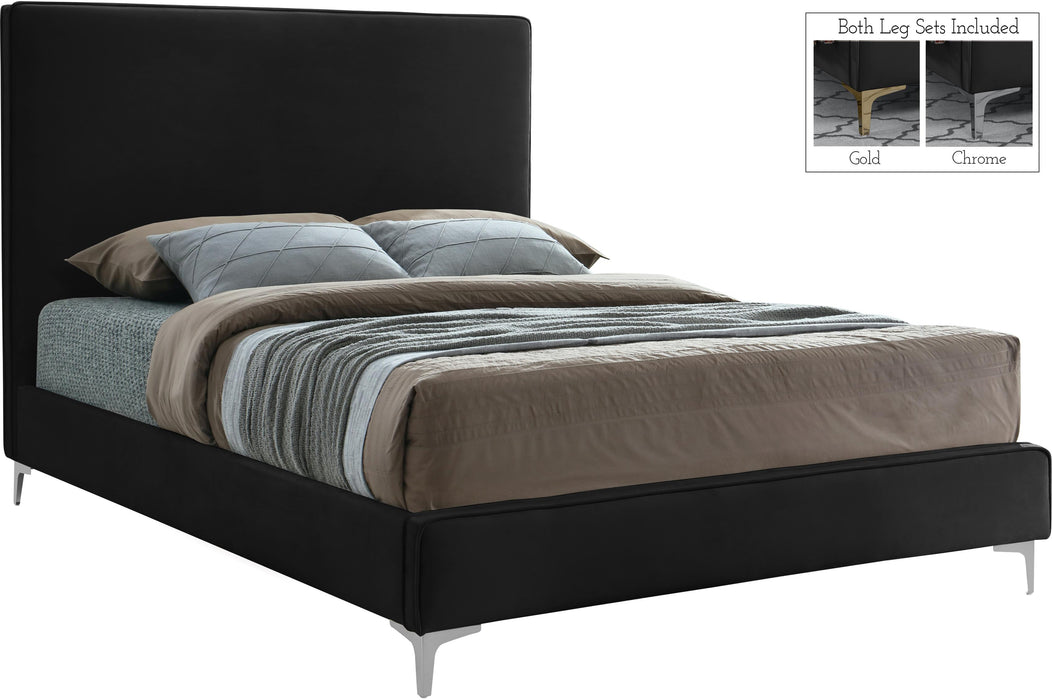 Geri Black Velvet King Bed