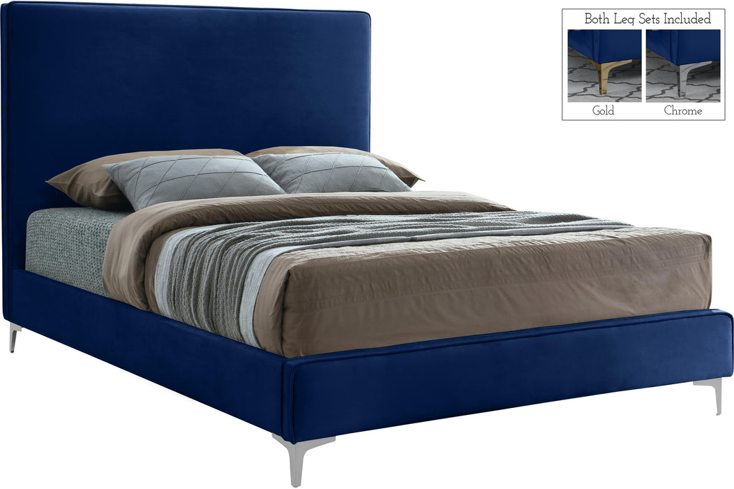 Geri Navy Velvet Full Bed