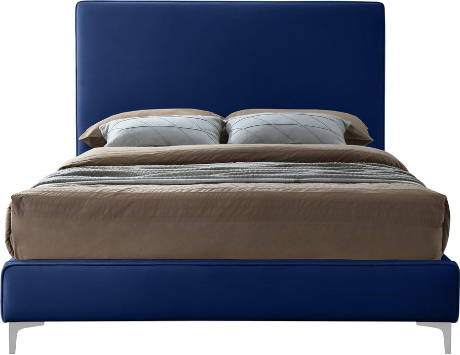 Geri Navy Velvet King Bed