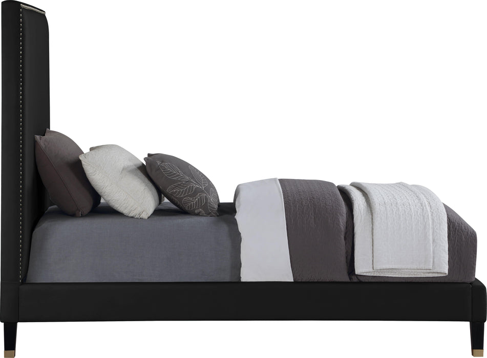 Harlie Black Velvet Twin Bed