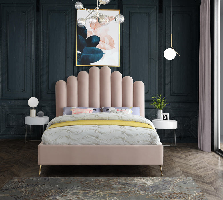 Lily Pink Velvet Queen Bed