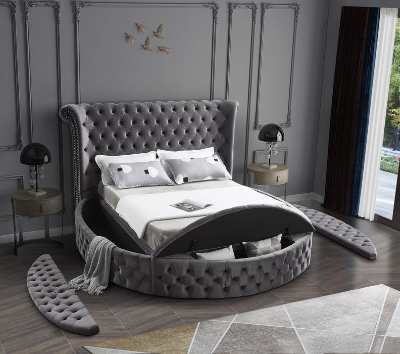 Luxus Grey Velvet Queen Bed (3 Boxes)