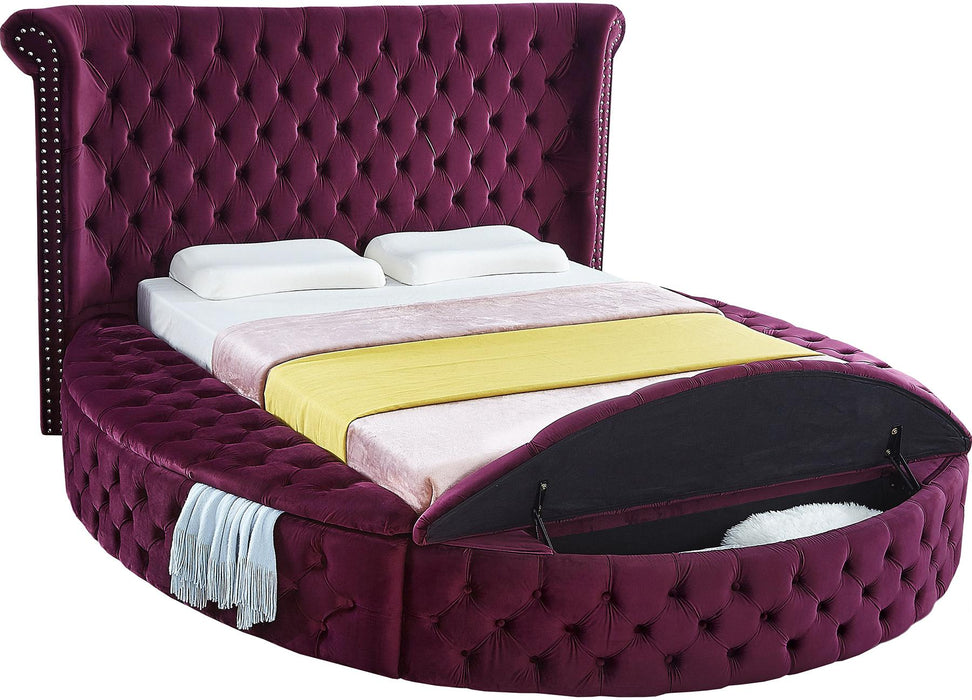 Luxus Purple Velvet Queen Bed