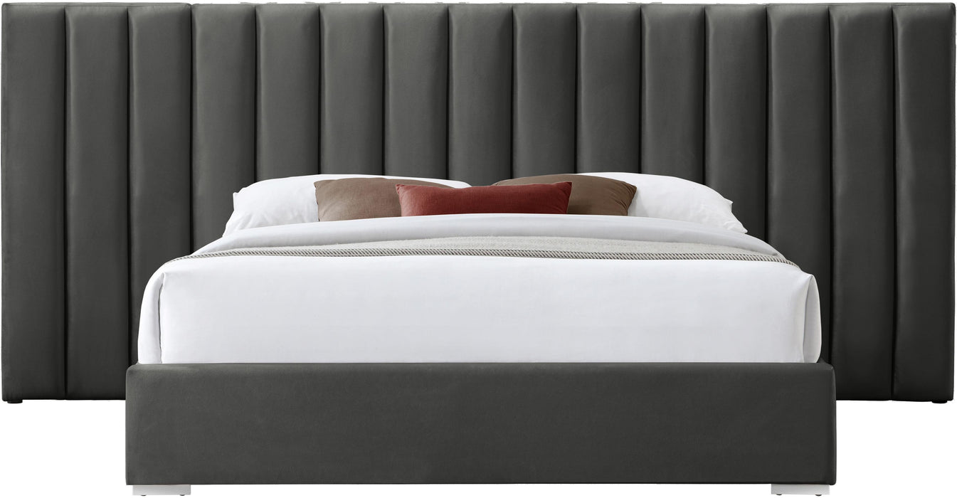 Pablo Grey Velvet King Bed