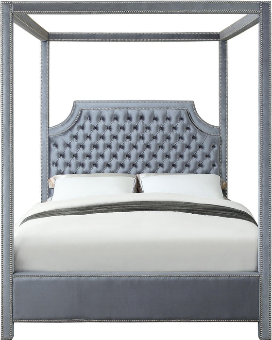 Rowan Grey Velvet Queen Bed (3 Boxes)