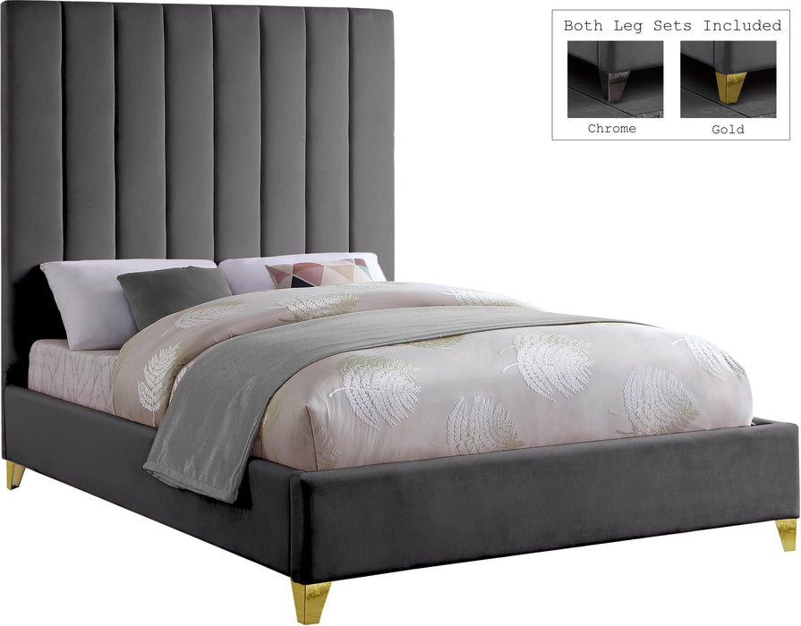 Via Grey Velvet King Bed image