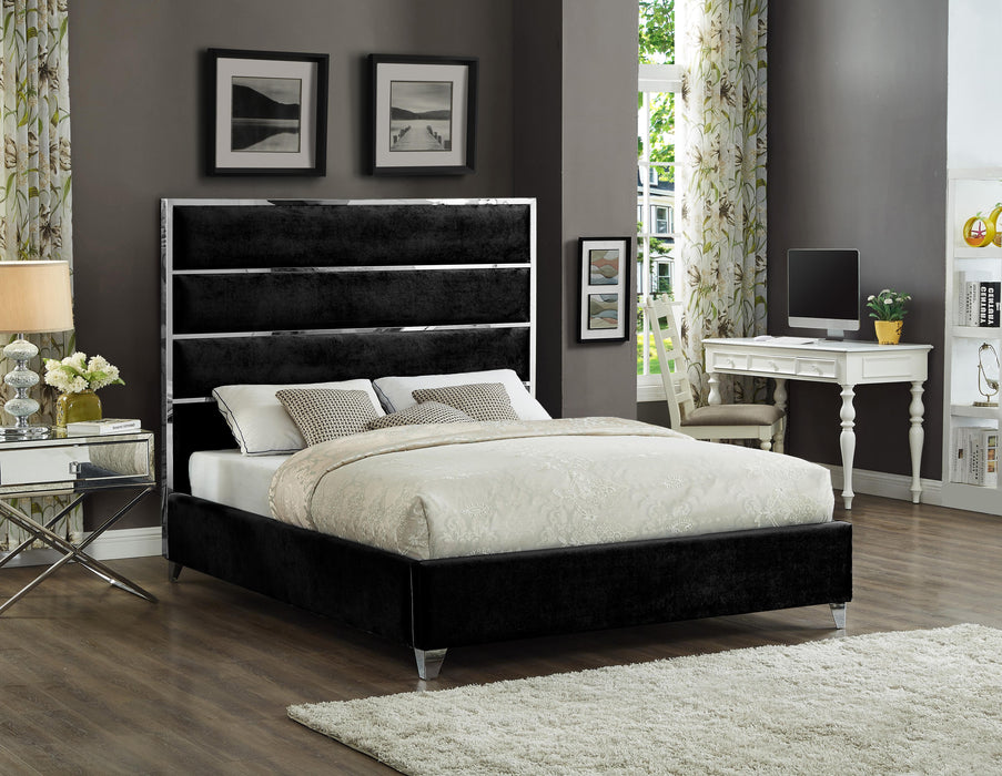 Zuma Black Velvet King Bed