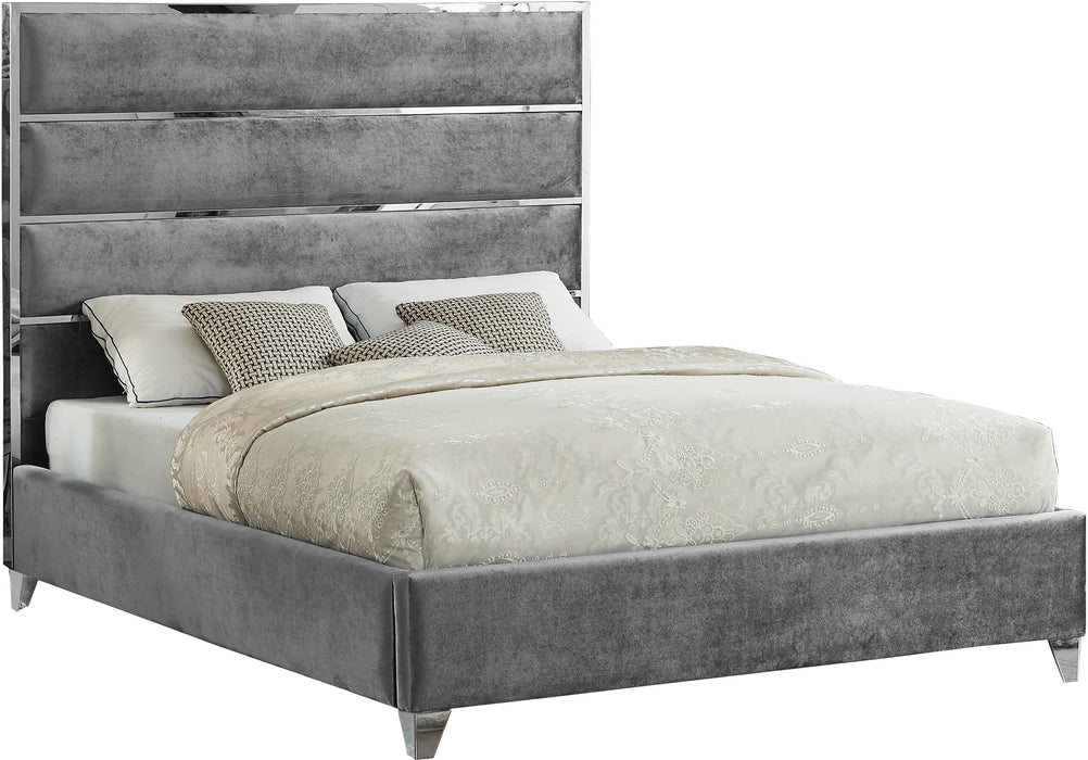 Zuma Grey Velvet Queen Bed image