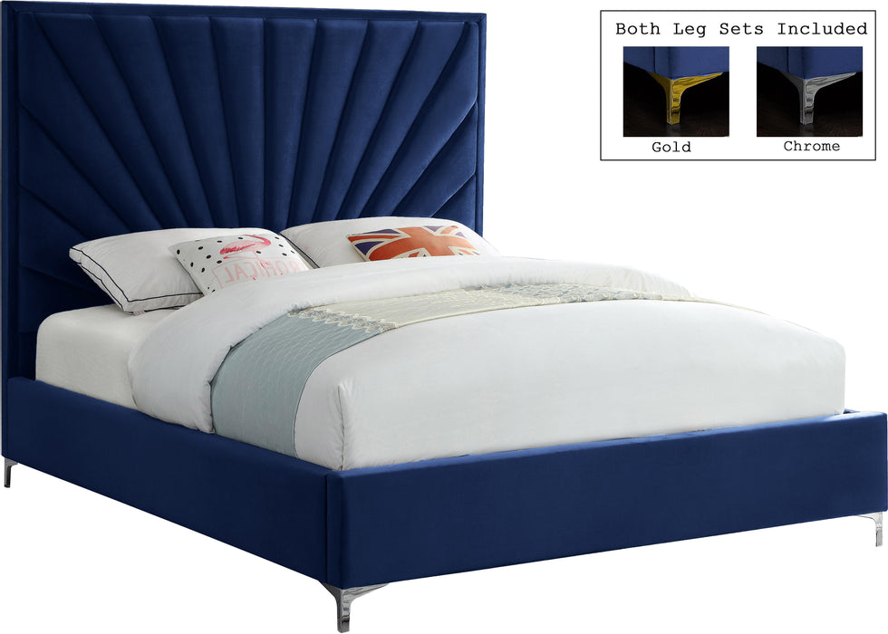 Eclipse Navy Velvet Queen Bed